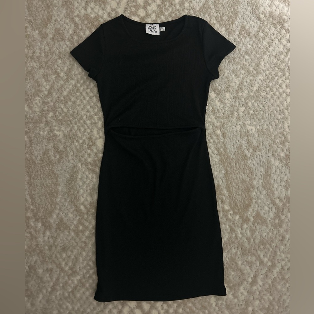 Princess Polly Black Short-Sleeve Cut-Out Mini Dress